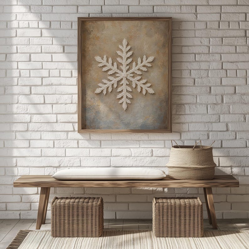 Delicate frozen crystal picture download for bedroom — rustic wall art with subtle textured finish