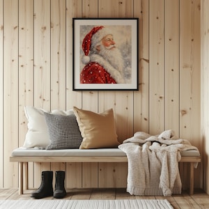 Instant download festive poster featuring bearded holiday personality in soft watercolor finish