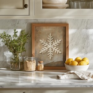 Icy branching crystal painting for dining room — rustic wall artwork with cream and gray tones