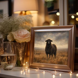 Farmland creature wall print for hallway — moody rustic scene with soft brushwork and quiet countryside feel