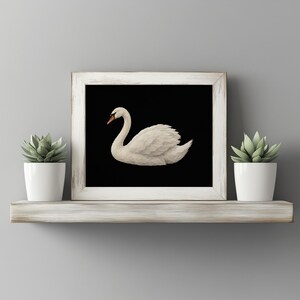 Elegant waterfowl picture printable art for entryway — soft textured swan with warm accent highlights