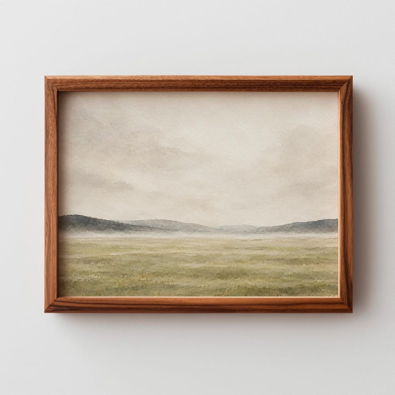 Rustic pastoral wall picture for dining room — peaceful landscape with weathered charm