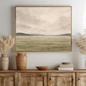 Soft textured field poster printable art for hallway with calming muted aesthetic