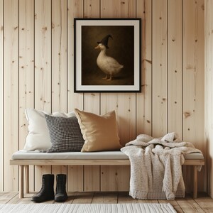Bewitched waterfowl wall decor poster — rustic Halloween painting with textured brushwork detail