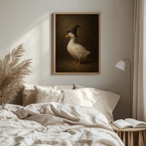 Spooky poultry poster for entryway — dark muted brown background with classic portrait treatment