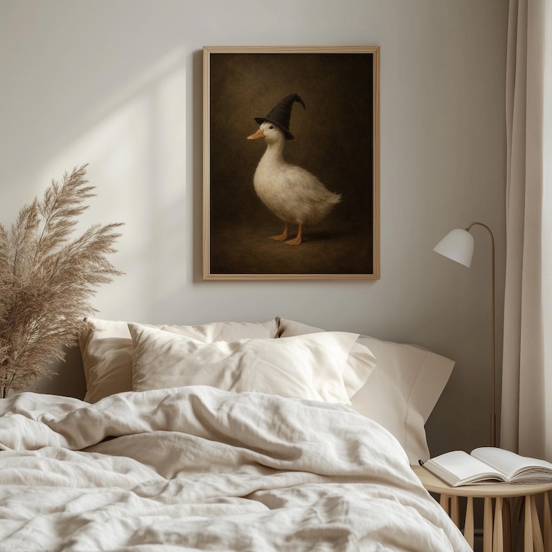 Spooky poultry poster for entryway — dark muted brown background with classic portrait treatment