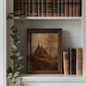 Rural farmhouse printable art featuring overgrown wildflowers and moody misty sky aesthetic