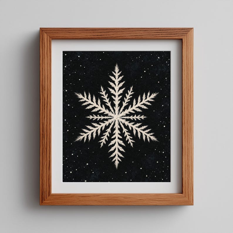 Celestial frost artwork instant download for bedroom — feathery crystalline branches with cozy vintage sophistication