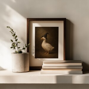 Quirky Halloween duck picture for bedroom — textured vintage style witchy wall decor