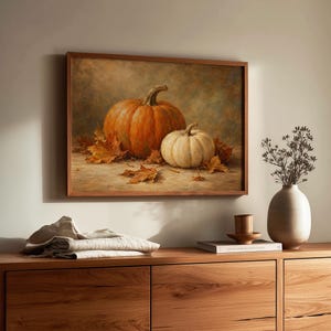 Autumn produce painting picture printable art — vintage cottage-style artwork with weathered background