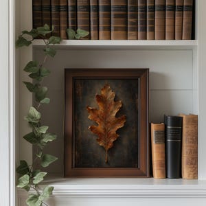 Harvest leaf picture printable art for farmhouse — sophisticated autumn botanical with aged patina