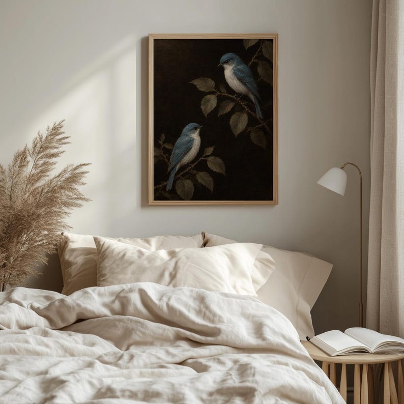 Ornithological study picture printable for den — vintage naturalist decor with muted color palette