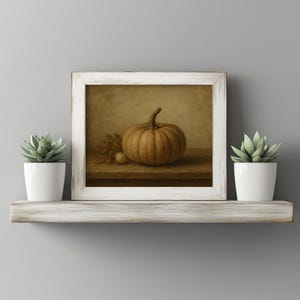 Harvest vegetable artwork printable for dining room — vintage oil painting style with textured, antique canvas finish