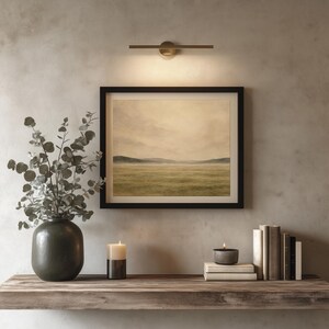 Hazy horizon landscape picture printable for living room — peaceful rustic countryside charm