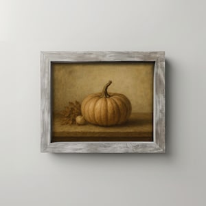Gourd artwork wall art printable for seasonal kitchen decor — neutral farmhouse palette with classic aged canvas texture