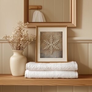 Sculptural frost pattern printable art for bedroom — gallery wall poster with soft neutral winter theme