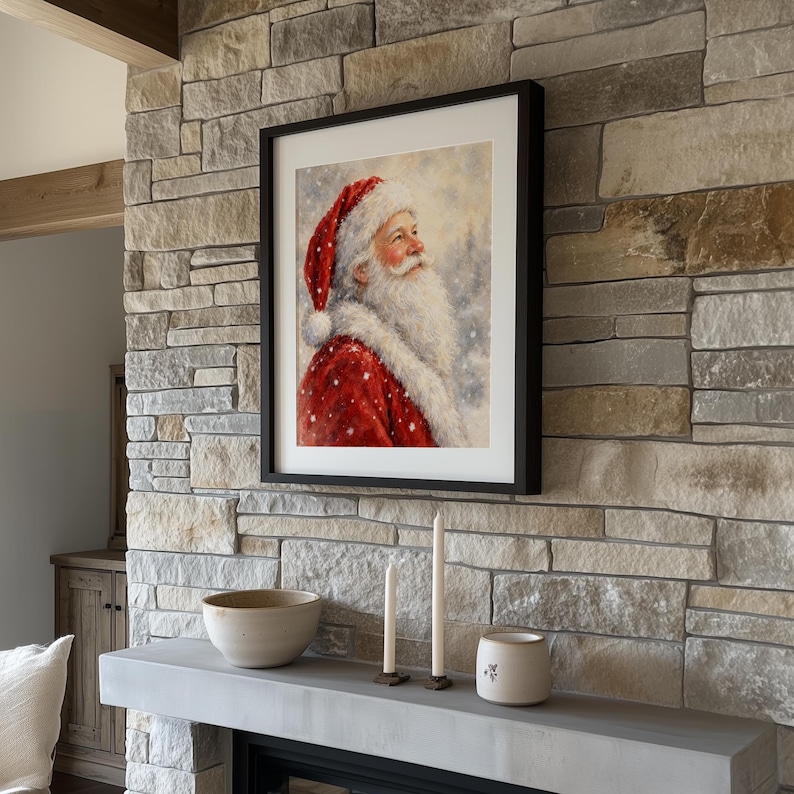 Traditional Christmas wall art for seasonal decorating — warm and inviting vintage holiday portrait