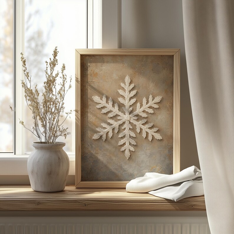 Icy geometric crystal artwork for hallway — instant digital download featuring warm brown undertones