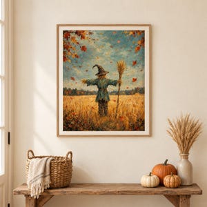 Rustikale Vogelscheuchen-Wandkunst, Herbstliche Bauernhaus-Dekoration (Digitaler Download) Bild 2