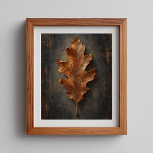 Autumn foliage wall art printable download for entryway — old-world inspired leaf illustration