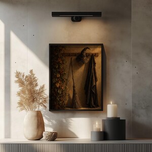 Victorian gothic wall print featuring magical profession apparel — rust and burgundy leaf details