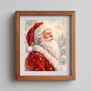 Festive Santa Claus picture printable art for living room — warm nostalgic holiday décor
