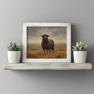 Farm scene wall art — vintage pastoral painting with muted colors and serene countryside backdrop