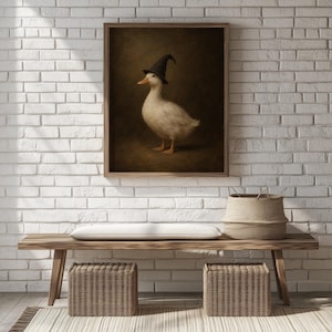 Seasonal Halloween duck picture instant download — gothic portrait style home wall art