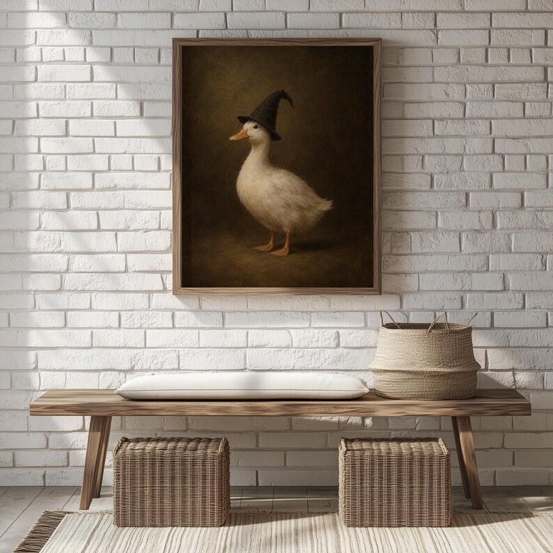 Seasonal Halloween duck picture instant download — gothic portrait style home wall art