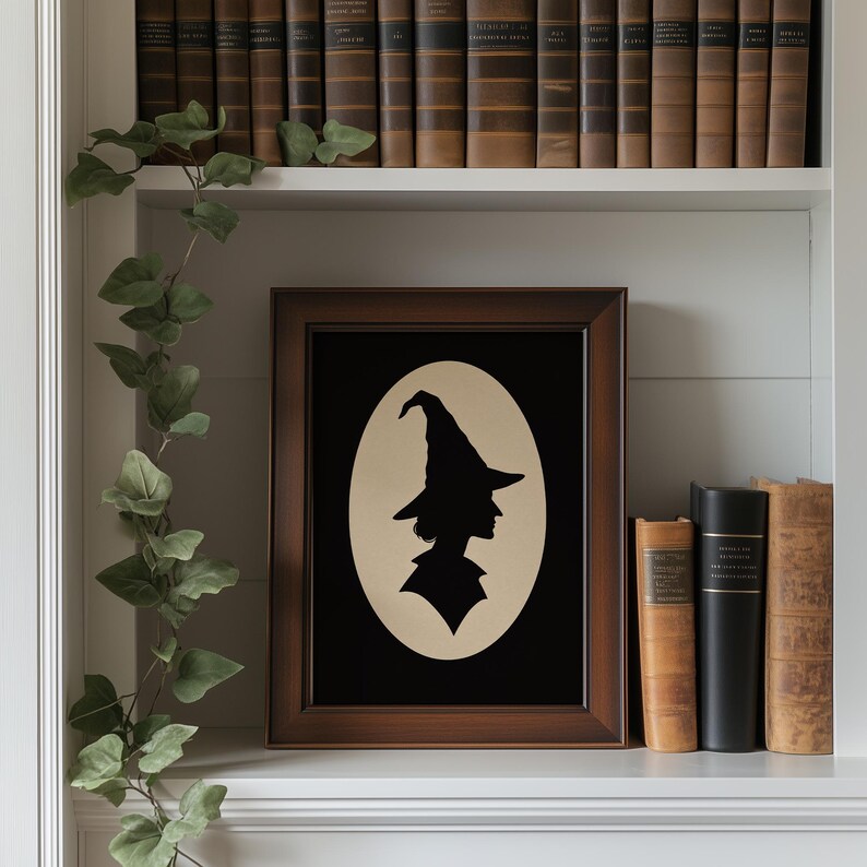Enchanted character profile poster for study — gothic silhouette digital download with high-contrast vintage feel