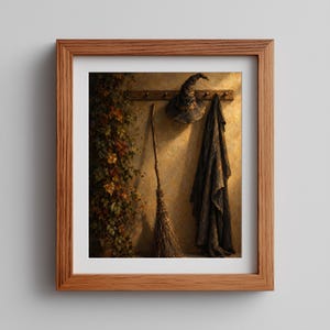 Halloween witch aesthetic poster for home office — sophisticated understated horror decor