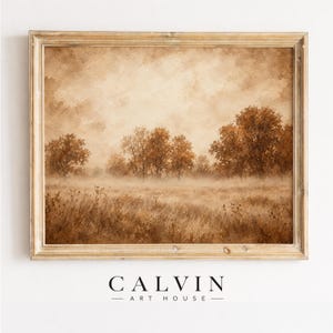 Timeworn harvest scene wall art for dining room — vintage ambiance with sepia-toned pastoral setting