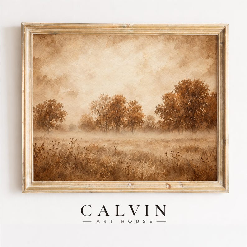 Timeworn harvest scene wall art for dining room — vintage ambiance with sepia-toned pastoral setting