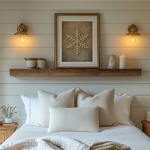 Delicate frost pattern wall art for bedroom — gallery wall poster with aged countryside cottage feel