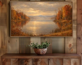 Vintage Autumn Lake Landscape Samsung Frame TV Art (Digital Download)