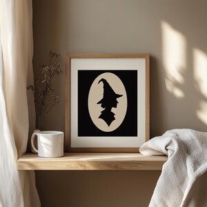 October spirit cameo picture for bedroom — vintage-style black silhouette wall art with haunting profile aesthetic