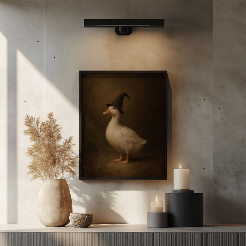 Enchanted fowl digital wall art for bedroom — Halloween spooky cute painting with old-world feel