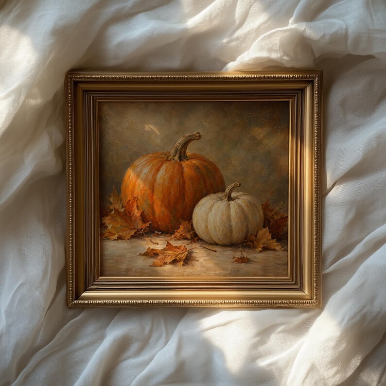 Pumpkin patch picture printable art for entryway — vintage-inspired fall décor with earthy color palette