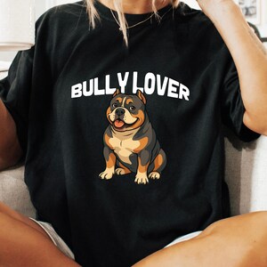 Bully Lover Shirt, Cute American Bully Dog Tee, Gift for Bully Breed Owners,  Cartoon Style Pitbull T-Shirt, Dog Mom & Dad Gift, Bully Tee,