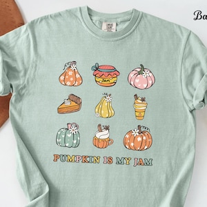 Comfort Colors Pumpkin Is My Jam Shirt Funny Fall Tees Pumpkin Picking Crew T-Shirts Pumpkin Spice Coffee Lover Pumpkin Pie Top Harvest Tees