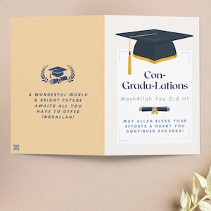 Tarjeta de graduación musulmana, tarjeta de felicitación para un amigo musulmán, tarjeta de graduación con temática islámica para un hijo musulmán, regalo para graduados, tarjetas musulmanas.