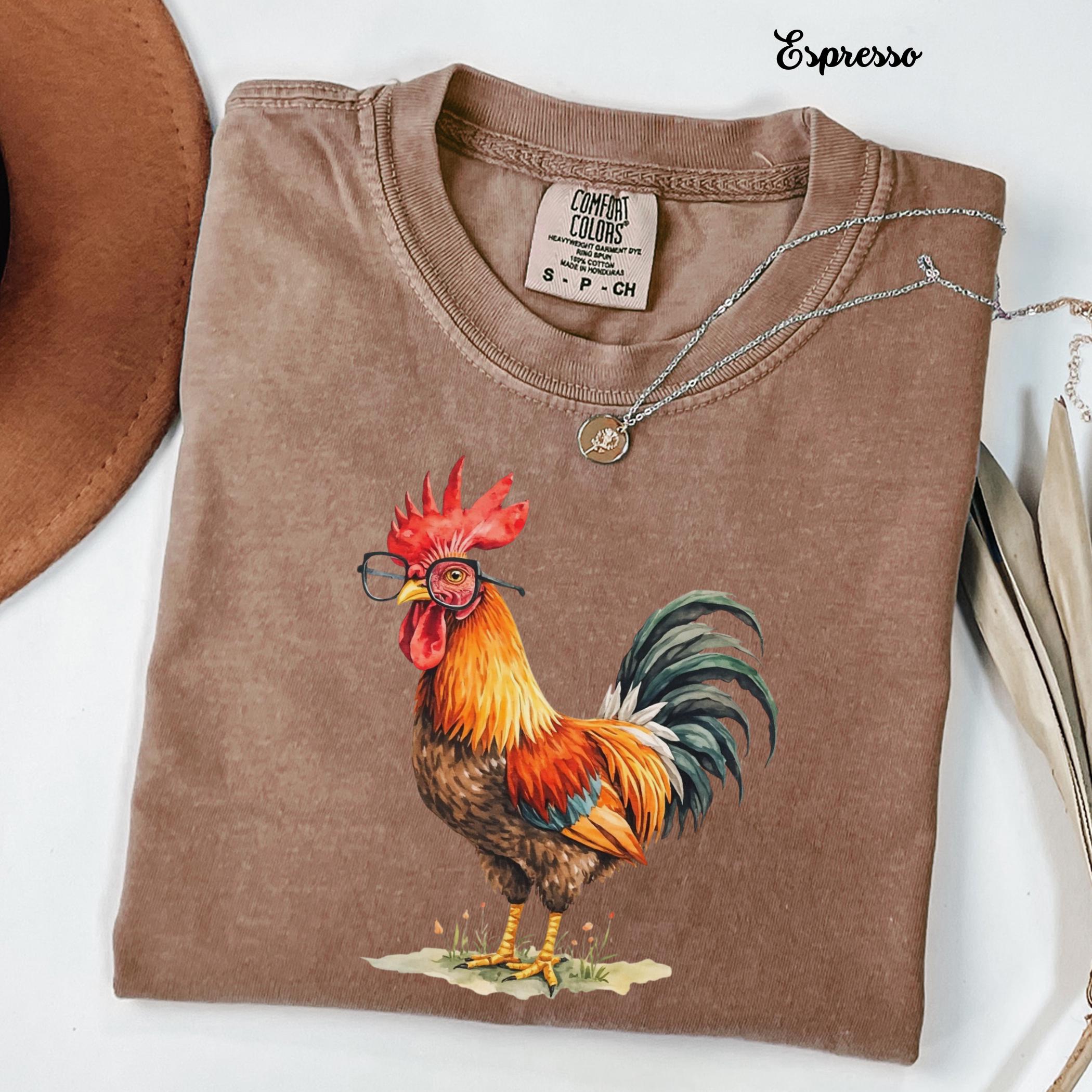 Comfort Colors Rooster Wearing Glasses Shirt Barnyard Animal T