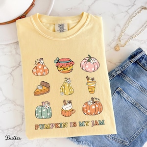 Comfort Colors Pumpkin Is My Jam Shirt Funny Fall Tees Pumpkin Picking Crew T-Shirts Pumpkin Spice Coffee Lover Pumpkin Pie Top Harvest Tees