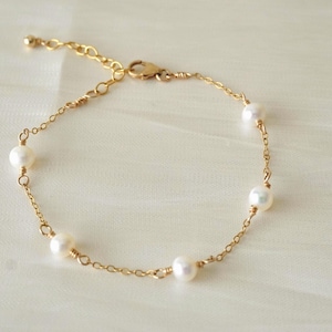 14K Gold-Filled Pearl Chain Bracelet