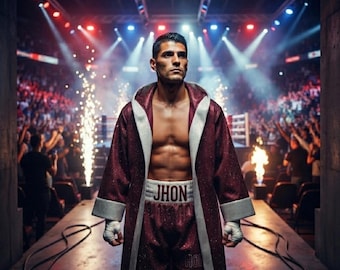 Custom Boxing Walkout Robe & Shorts Set, Personalized Fighter Gear (Made to Order)