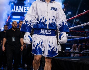 Custom Boxing Robe and Shorts Set, Personalized Fight Night Ringwear