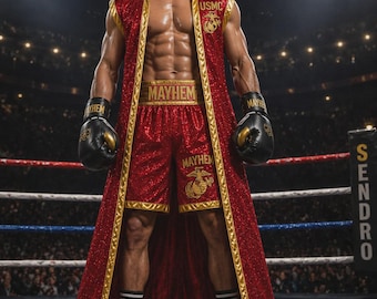 Custom Boxing Robe & Shorts Set, Personalized Satin Fight Gear, Boxing Walkout Outfit