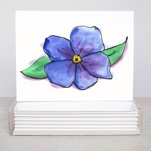 Jeu de 8 cartes de correspondance bleues fleurs côtières