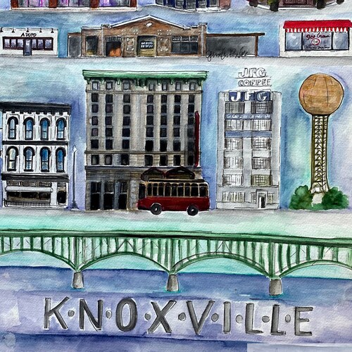 Watercolor Knoxville Skyline City Print Knoxville Watercolor Etsy