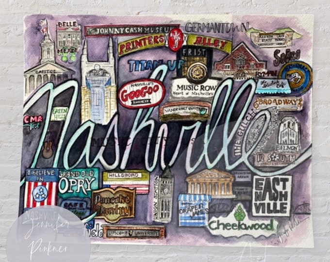 Nashville Watercolor Art Print
